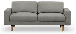 An Image of Hutch Fabric Block Arm 3 Seater Sofa - Dove Grey