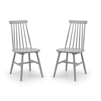 An Image of Alassio Set of 2 Spindle Dining Chairs Grey