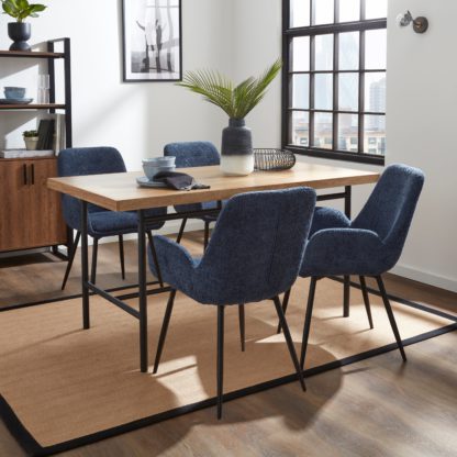 An Image of Bryant Rectangular Dining Table with Axel Mushroom Boucle Dining Chairs