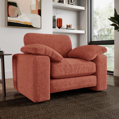 An Image of Magnus Soft Textured Chenille Snuggle Sofa Soft Textured Chenille Terracotta