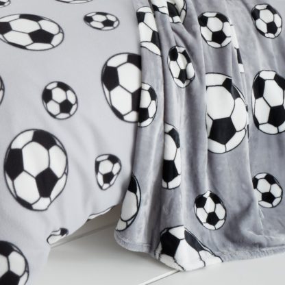 An Image of Catherine Landsfield Kids Foodball Fleece Throw