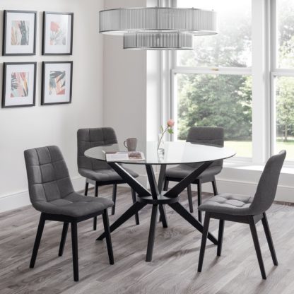 An Image of Hayden Set Of 4 Dining Chairs, Linen Grey