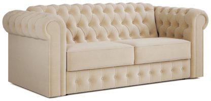 An Image of Jay-Be Chesterfield Fabric 3 Seater Sofa Bed - Sage Green