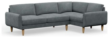 An Image of Hutch Slim Velvet Round Arm 5 Seater Corner Sofa- Slate Grey