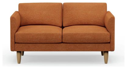 An Image of Hutch Fabric Curve Arm 2 Seater Sofa - Rust