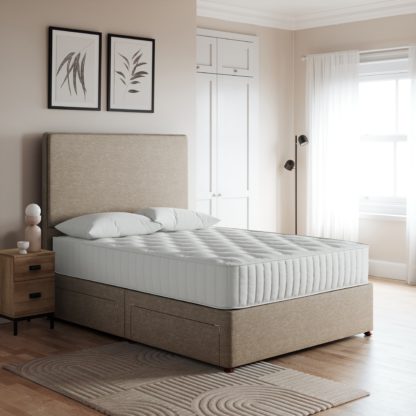 An Image of Luxury Divan Base, Linen Cream