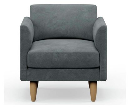 An Image of Hutch Velvet Curve Arm Armchair - Sage Green