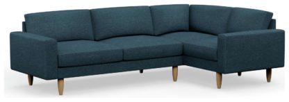 An Image of Hutch Slim Fabric Block Arm 5 Seater Corner Sofa - Dove Grey