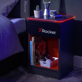 An Image of X Rocker Carbon Tek Wireless Charging Bedside Table - Black