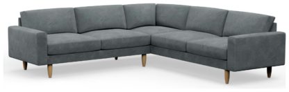 An Image of Hutch Velvet Block Arm 7 Seater Corner Sofa - Sage Green