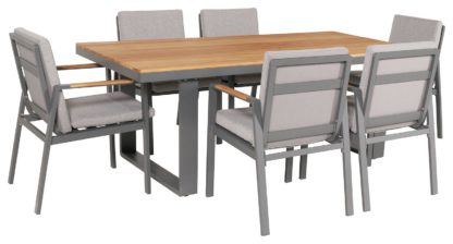 An Image of Pacific Stockholm 6 Seater Aluminium Patio Set - Grey