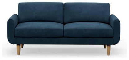 An Image of Hutch Velvet Round Arm 3 Seater Sofa - Slate Grey