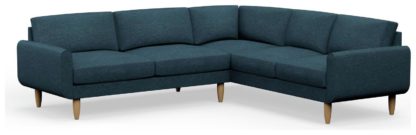 An Image of Hutch Fabric Round Arm 6 Seater Corner Sofa - Oat