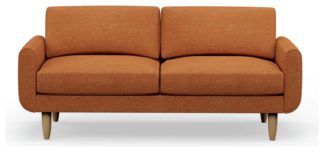 An Image of Hutch Fabric Round Arm 3 Seater Sofa - Rust