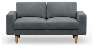 An Image of Hutch Velvet Block Arm 2 Seater Sofa - Slate Grey