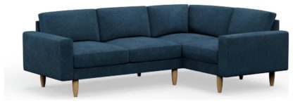 An Image of Hutch Velvet Block Arm 4 Seater Corner Sofa - Slate Grey