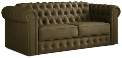 An Image of Jay-Be Chesterfield Fabric 3 Seater Sofa Bed - Sage Green