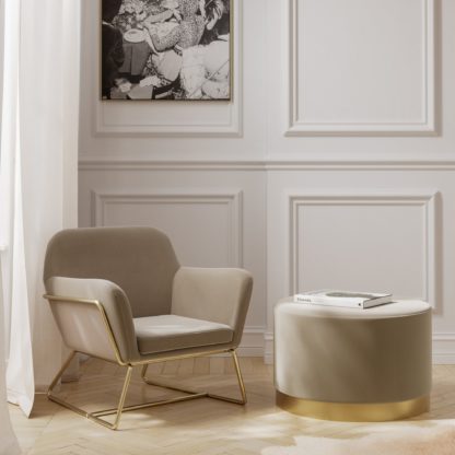 An Image of Charles Velvet Armchair Beige