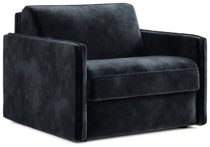 An Image of Jay-Be Slim Velvet Cuddle Sofa Bed - Ink Blue