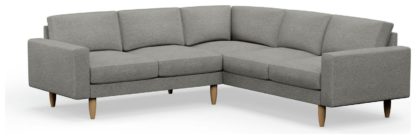 An Image of Hutch Plus Fabric Block Arm 5 Seater Corner Sofa - Dove Grey