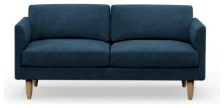 An Image of Hutch Velvet Curve Arm 3 Seater Sofa - Ink Blue