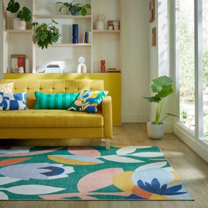 An Image of Elements Fieldsley Floral Washable Rug MultiColoured