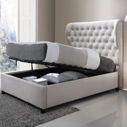 An Image of Ambassador Ottoman Velvet Bed Frame Grey