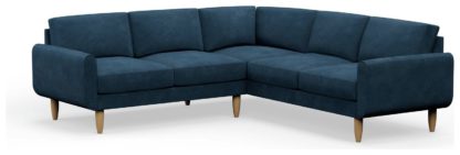 An Image of Hutch Plus Velvet Round Arm 5 Seater Corner Sofa- Sage Green