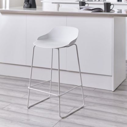 An Image of Rocco Set Of 2 Bar Stools, Metal Light Grey