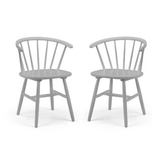 An Image of Modena Set Of 2 Dining Chairs, Rubberwood Grey