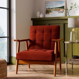 An Image of Quinn Buttoned Occasional Chair, Velvet Orange Umber