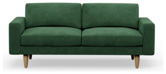 An Image of Hutch Velvet Block Arm 3 Seater Sofa - Sage Green