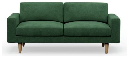 An Image of Hutch Velvet Block Arm 3 Seater Sofa - Sage Green