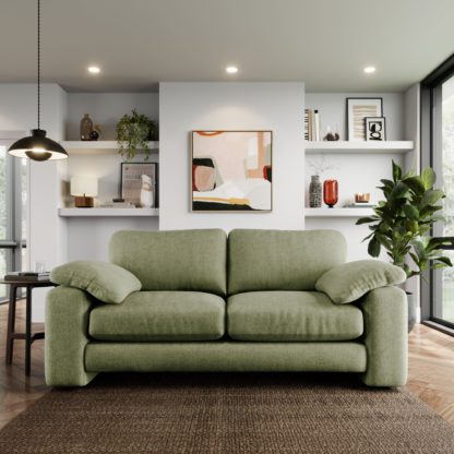 An Image of Magnus Soft Textured Chenille 3 Seater Sofa Soft Textured Chenille Soft Green