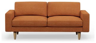 An Image of Hutch Fabric Block Arm 3 Seater Sofa - Rust