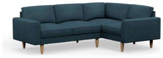 An Image of Hutch Fabric Block Arm 4 Seater Corner Sofa - Aegean Blue