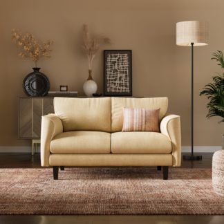 An Image of Darla Curved Faux Linen KD Sofa 2 Seater Honey