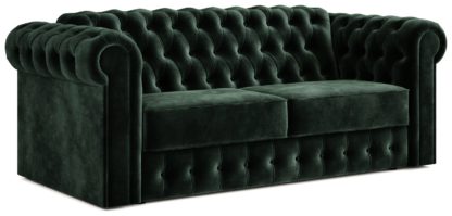 An Image of Jay-Be Chesterfield Velvet 3 Seater Sofa Bed - Dark Green