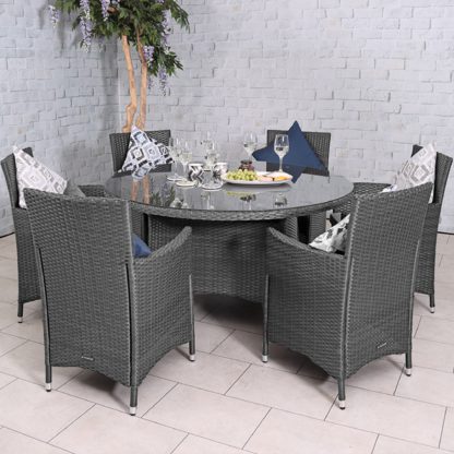 An Image of Nevada Round 6 Seater Dining Set Grey