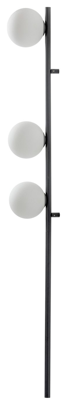 An Image of houseof Bar Opal Metal & Glass 3 Light Wall Light - Charcoal