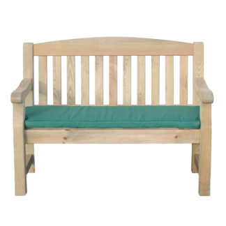 An Image of Emily 2 Seater Bench with Seat Pad Green