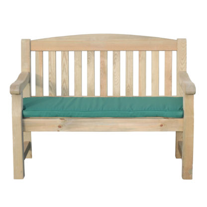 An Image of Emily 2 Seater Bench with Seat Pad Green