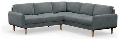 An Image of Hutch Plus Velvet Round Arm 5 Seater Corner Sofa- Sage Green