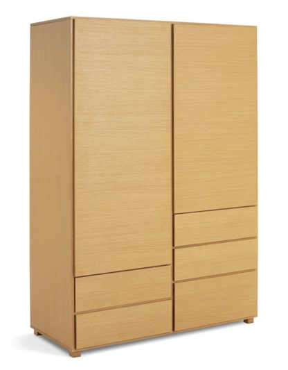 An Image of Habitat 60 Hana 2 Door 5 Drawer Wardrobe - Oak