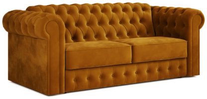 An Image of Jay-Be Chesterfield Fabric 3 Seater Sofa Bed - Sage Green