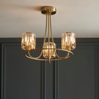 An Image of Vogue Laney Traditional 3 Light Semi Flush Ceiling Light Gold