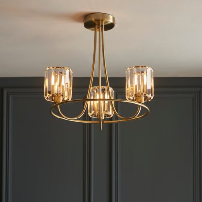 An Image of Vogue Laney Traditional 3 Light Semi Flush Ceiling Light Gold