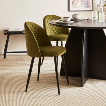 An Image of Astrid Dining Chair, Velvet Olive