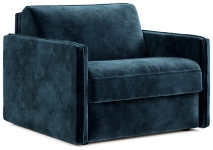 An Image of Jay-Be Slim Velvet Cuddle Sofa Bed - Ink Blue