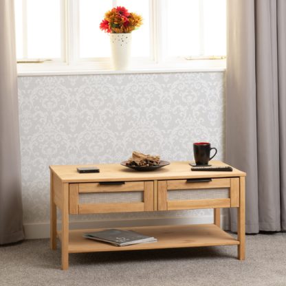 An Image of Corona Rattan 2 Drawer Coffee Table Brown